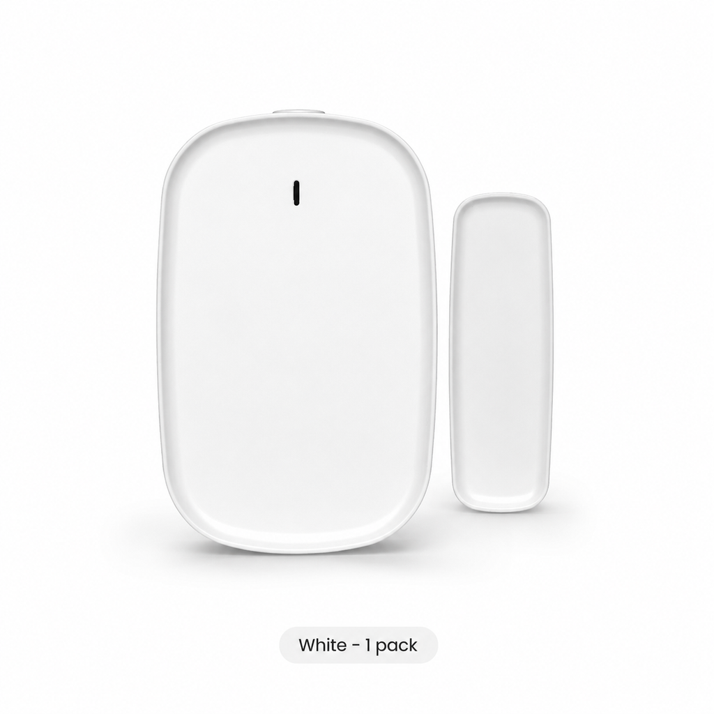 White Zigbee door and window sensor one pack on white background