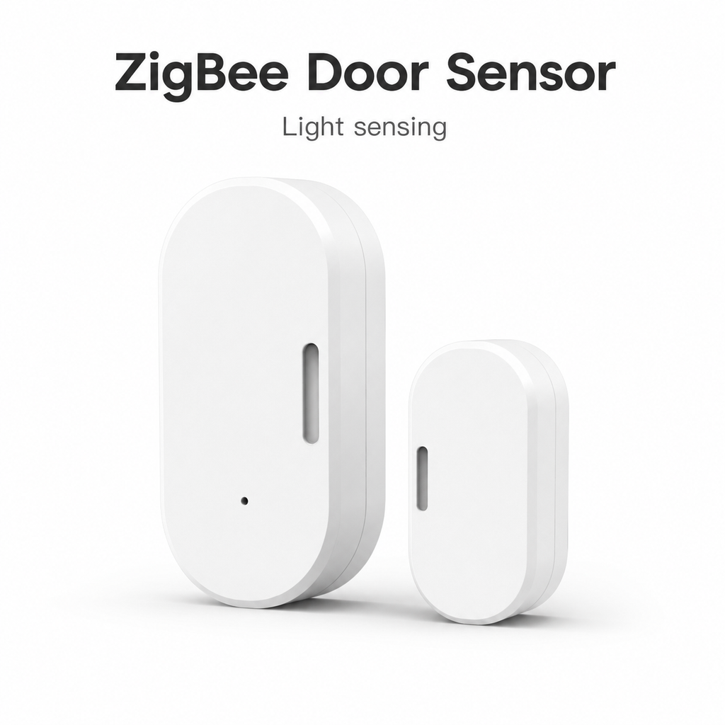 Studio packshot of ZigBee door window sensor with light sensing