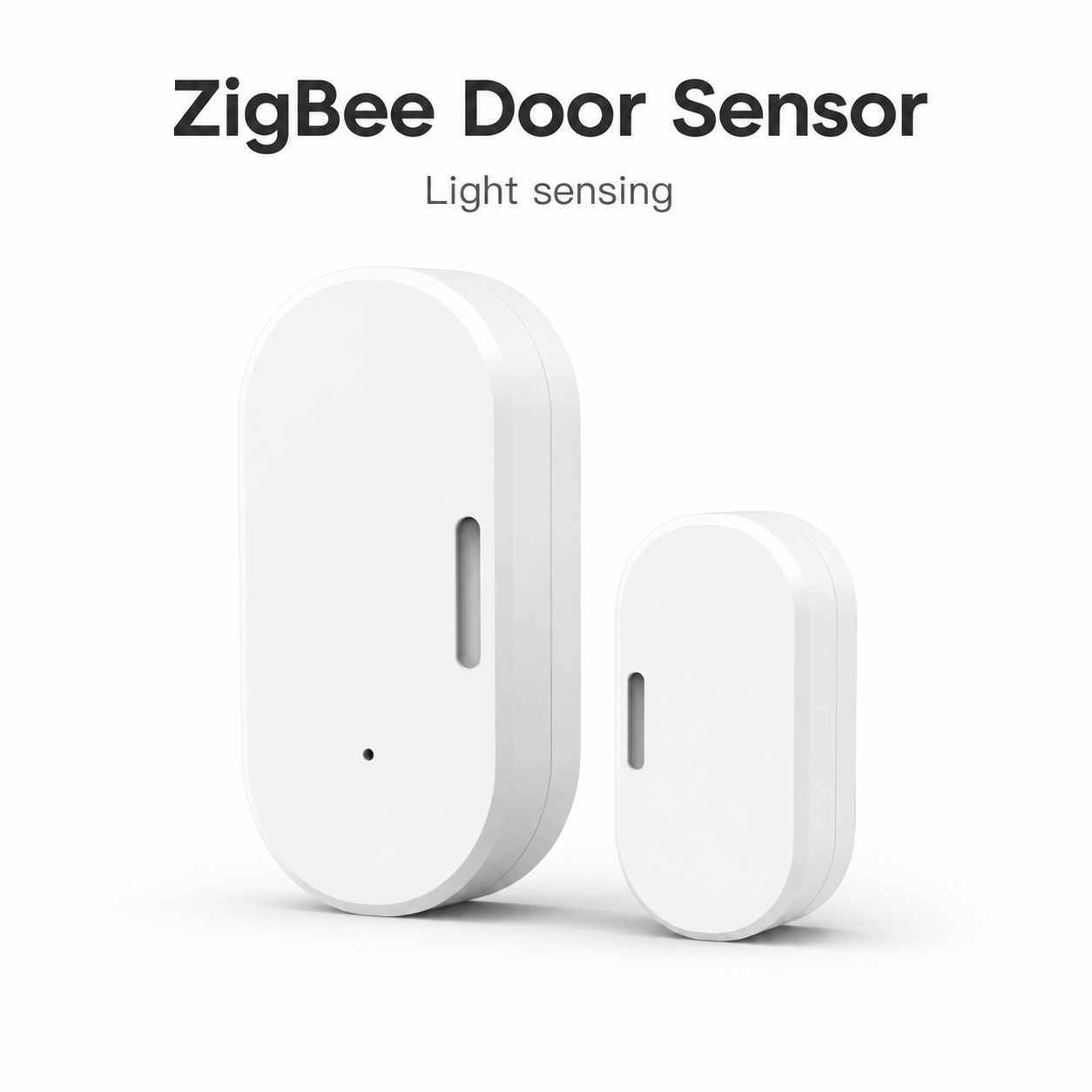 Studio packshot of ZigBee door window sensor with light sensing