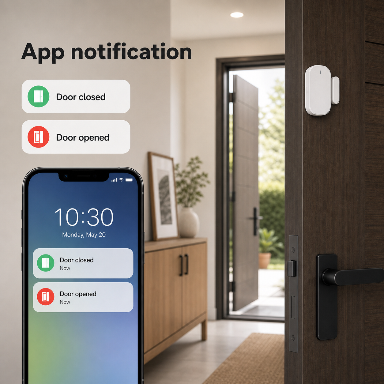 Notification d'état ouvert ou fermé pour capteur de porte ZigBee