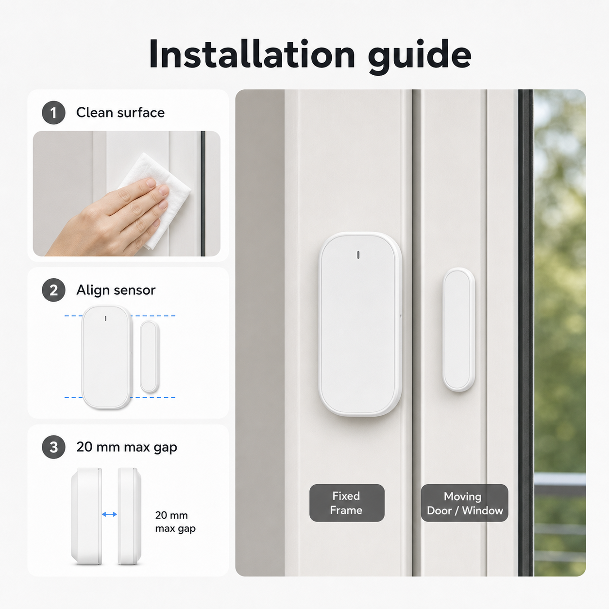 Guide d'installation du capteur porte/fenêtre ZigBee