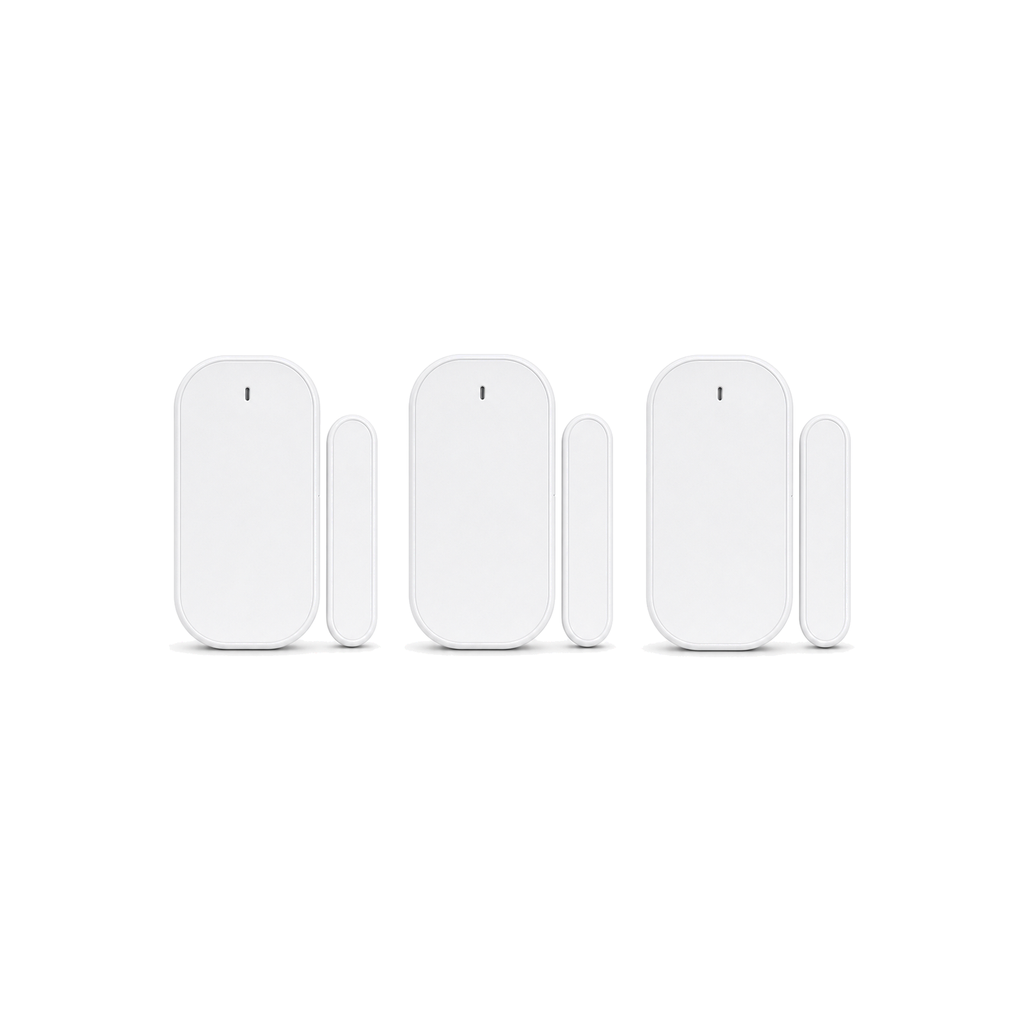 Capteurs porte fenêtre ZigBee NéoSense blancs en lot de 3 sur fond blanc