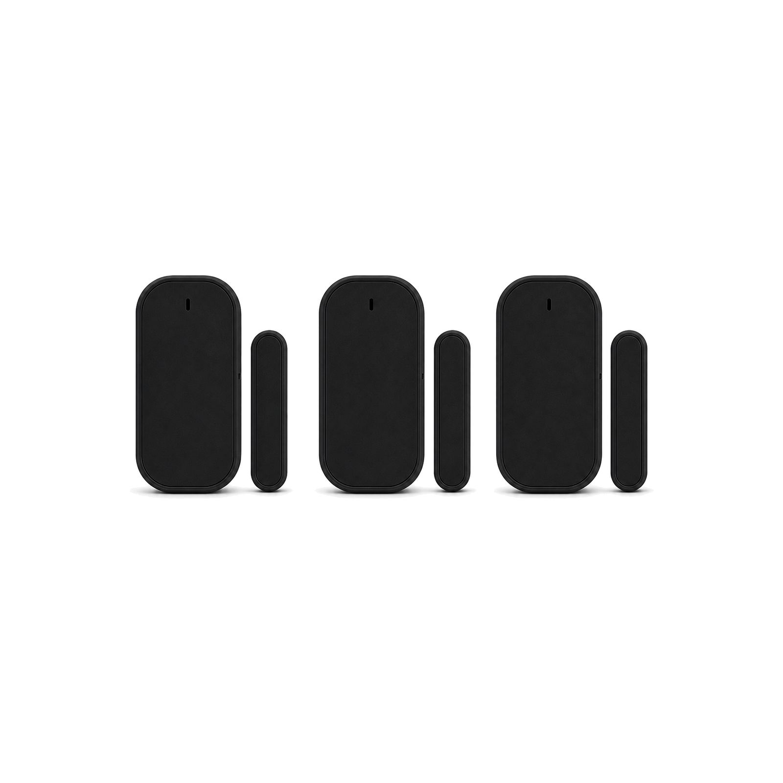 Capteurs porte fenêtre ZigBee NéoSense noirs en lot de 3 sur fond blanc