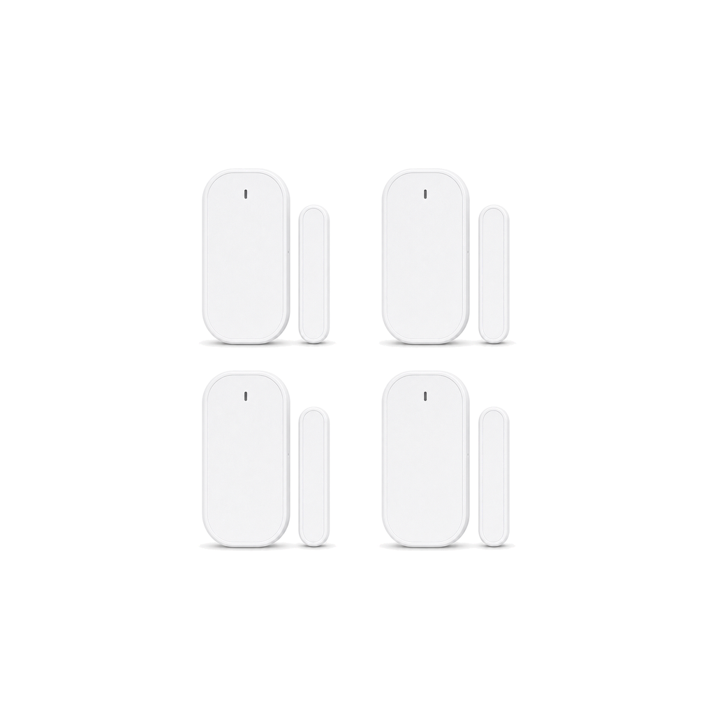 Capteurs porte fenêtre ZigBee NéoSense blancs en lot de 4 sur fond blanc