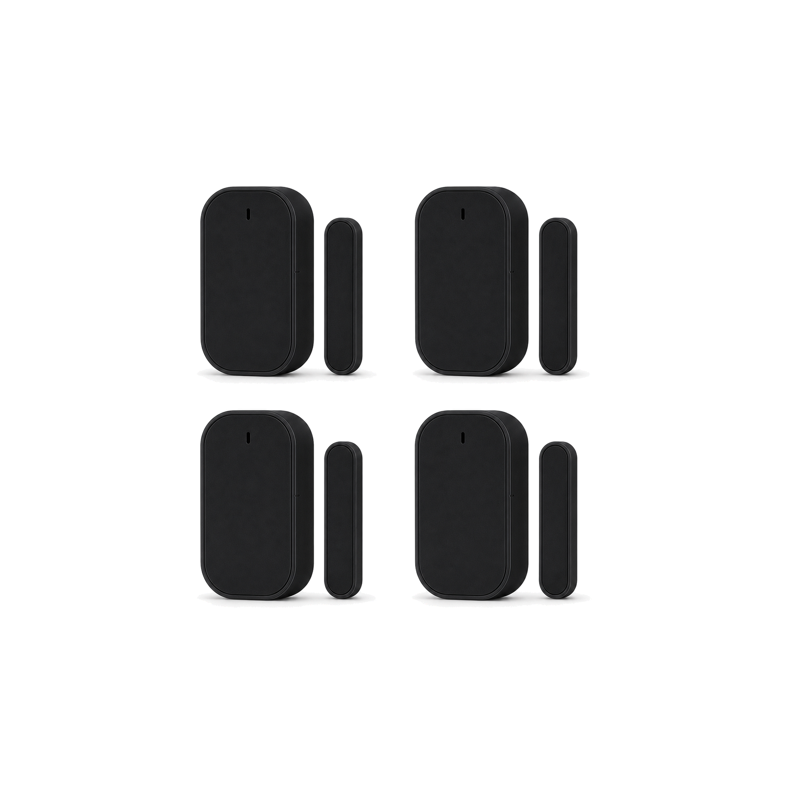 Capteurs porte fenêtre ZigBee NéoSense noirs en lot de 4 sur fond blanc