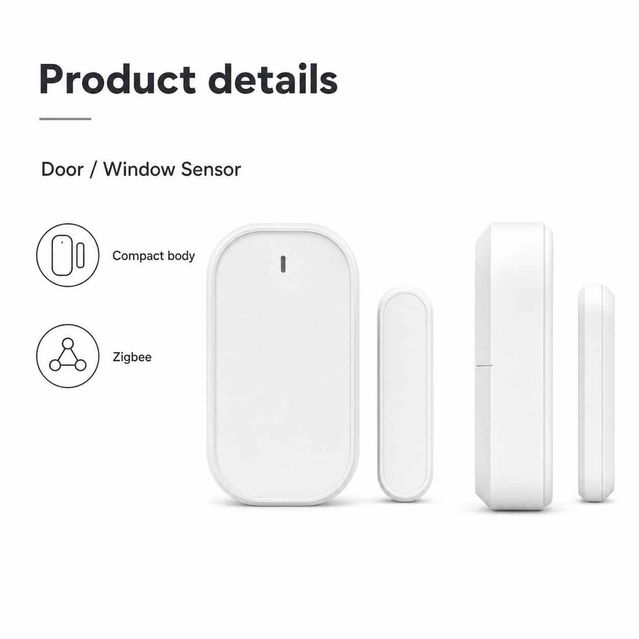 Détails produit du capteur porte/fenêtre ZigBee compact