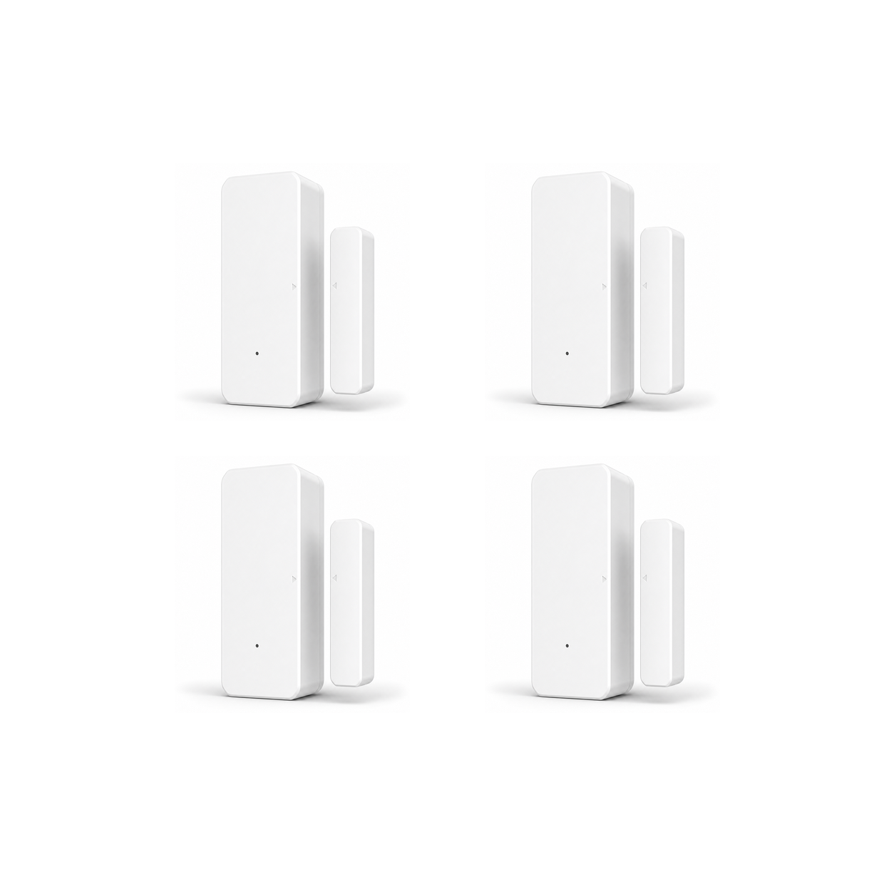 Lot de 4 capteurs porte fenêtre Wi-Fi NéoSense Door Pro sur fond blanc