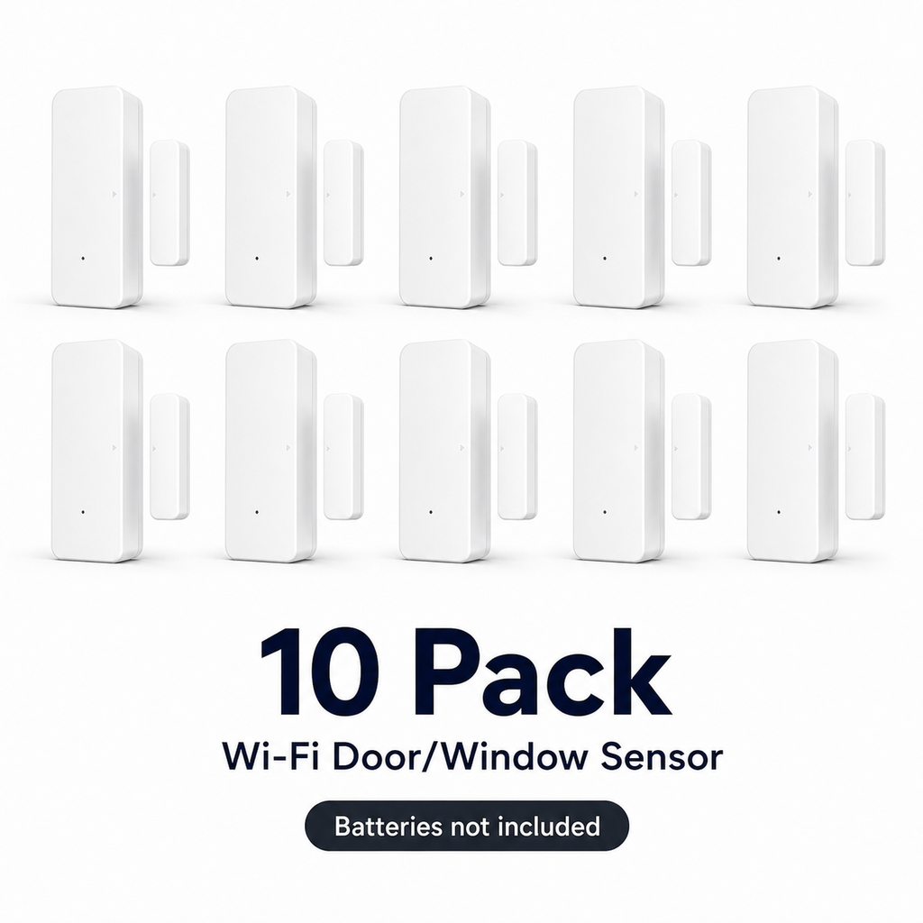 10 pack studio image of Wi-Fi door and window sensors