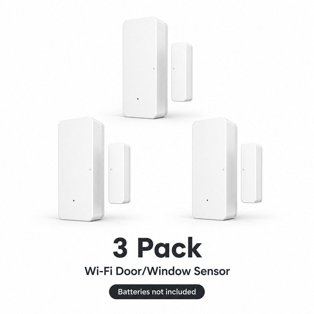 3 pack studio image of Wi-Fi door and window sensors