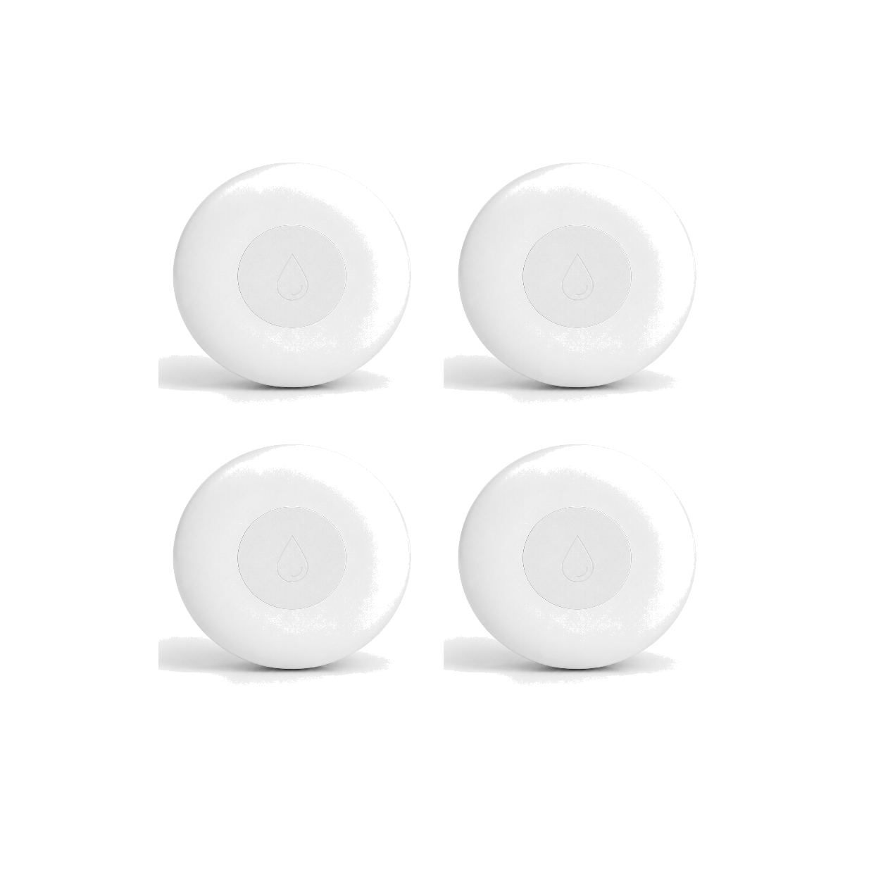 Quatre capteurs de fuite d'eau ZigBee blancs vendus en lot