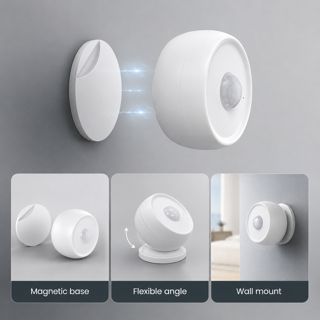 Wall magnetic base detail for PIR motion sensor