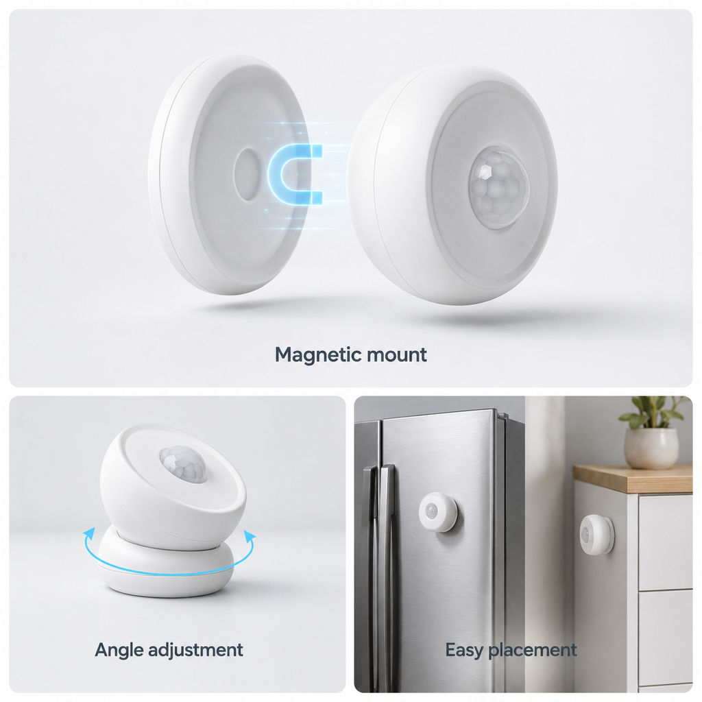 Magnetic mounting design for white PIR motion sensor