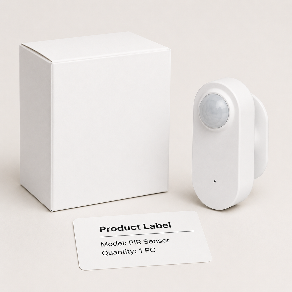 Clean product label and packaging for PIR motion sensor