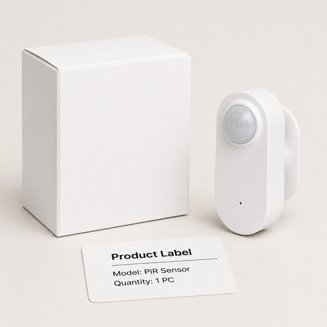 Clean product label and packaging for PIR motion sensor