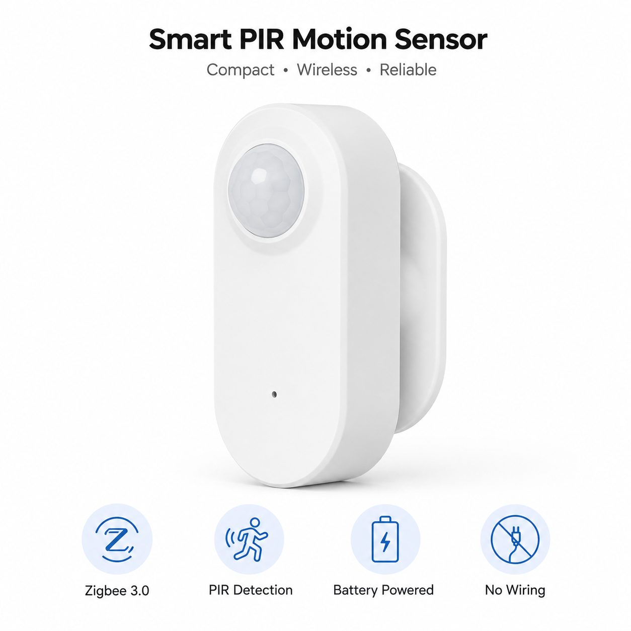 Final studio packshot of Zigbee 3.0 PIR motion sensor