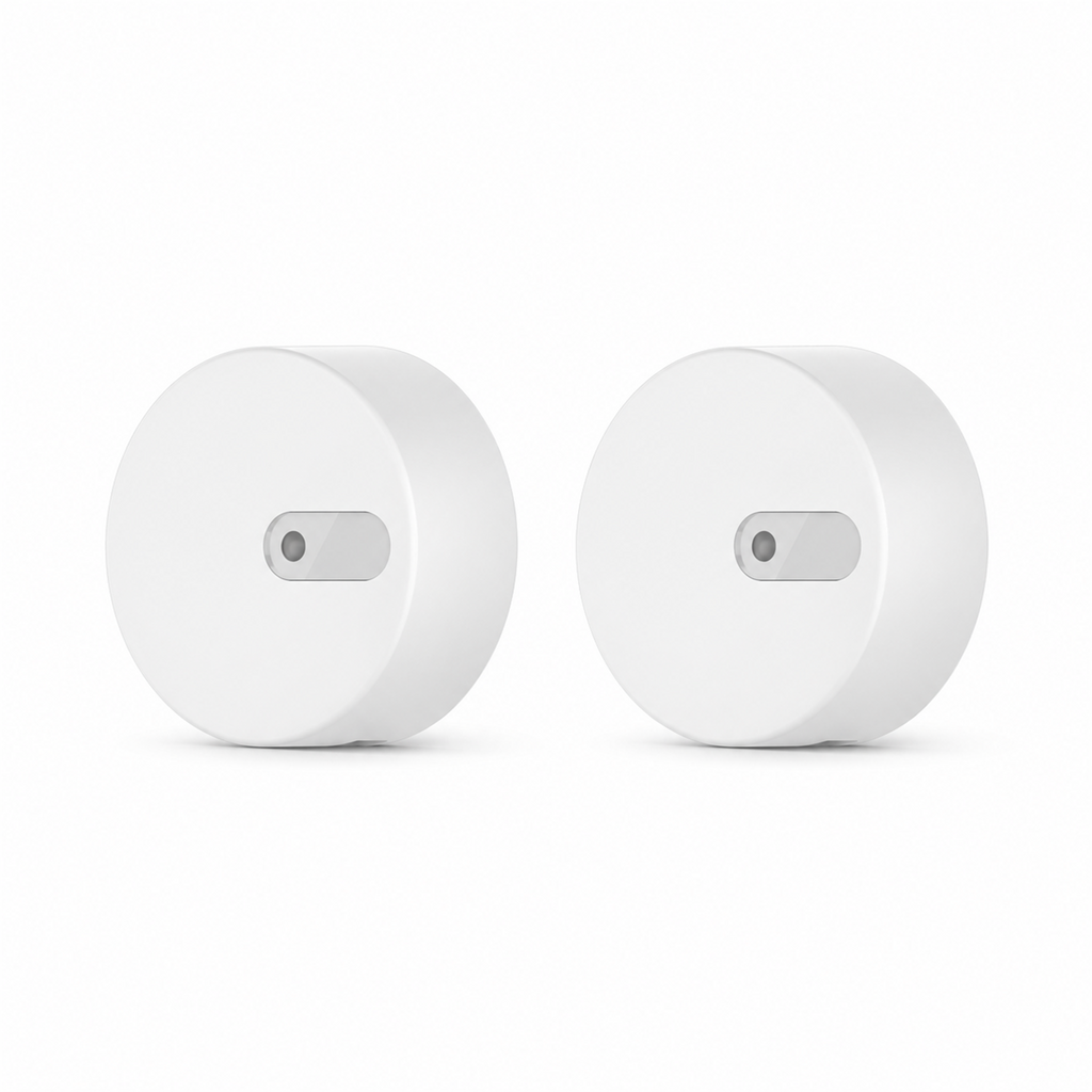 Lot de 2 capteurs de présence radar ZigBee NéoSense Presence Comfort sur fond blanc