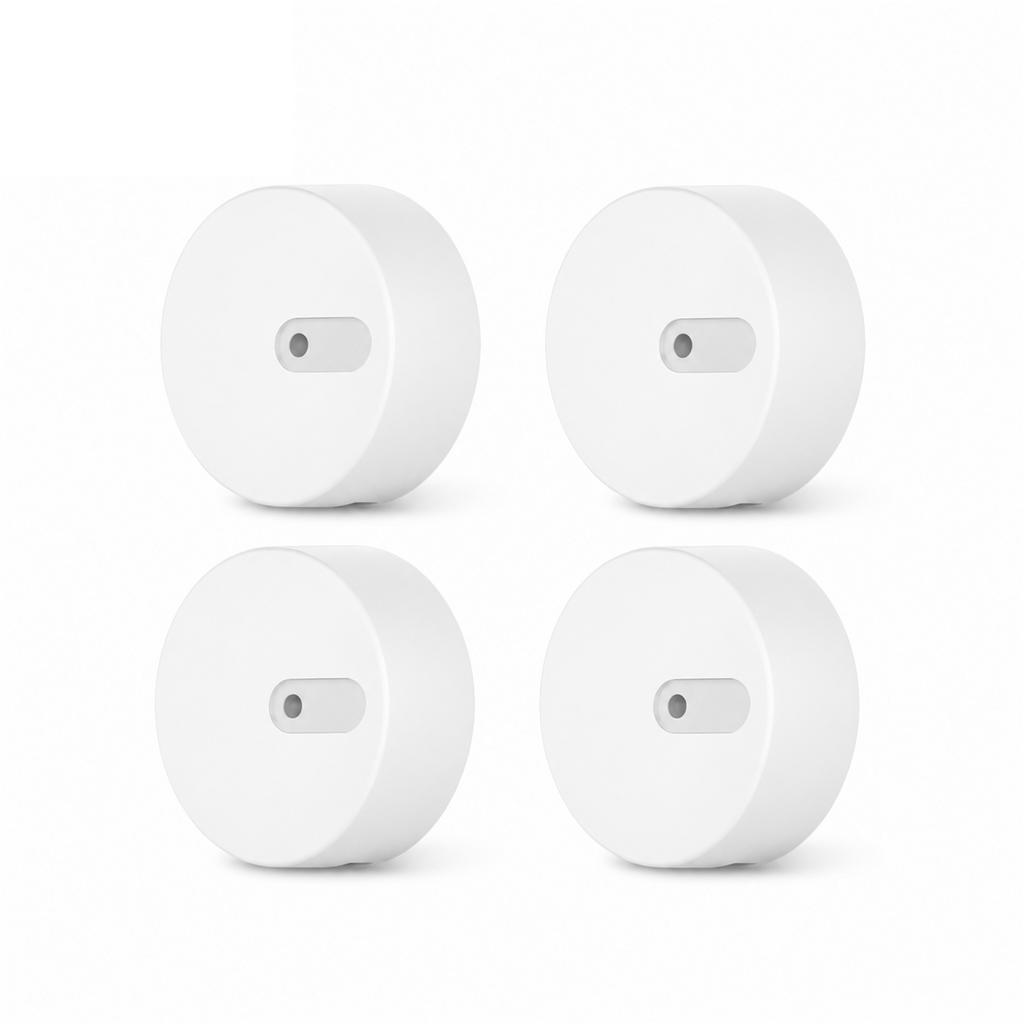 Lot de 4 capteurs de présence radar ZigBee NéoSense Presence Comfort sur fond blanc