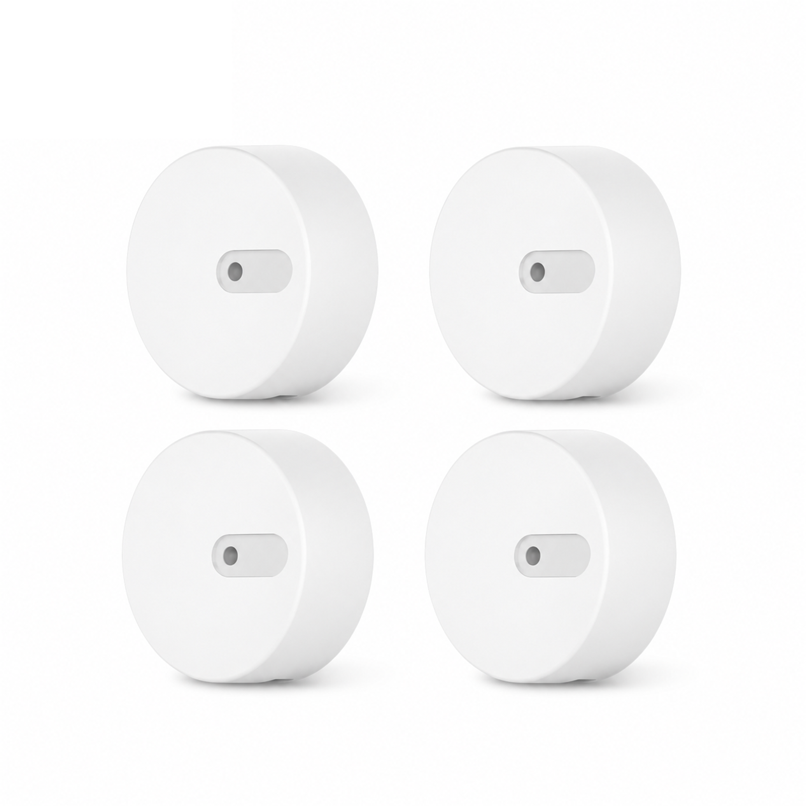 Lot de 4 capteurs de présence radar ZigBee NéoSense Presence Comfort sur fond blanc