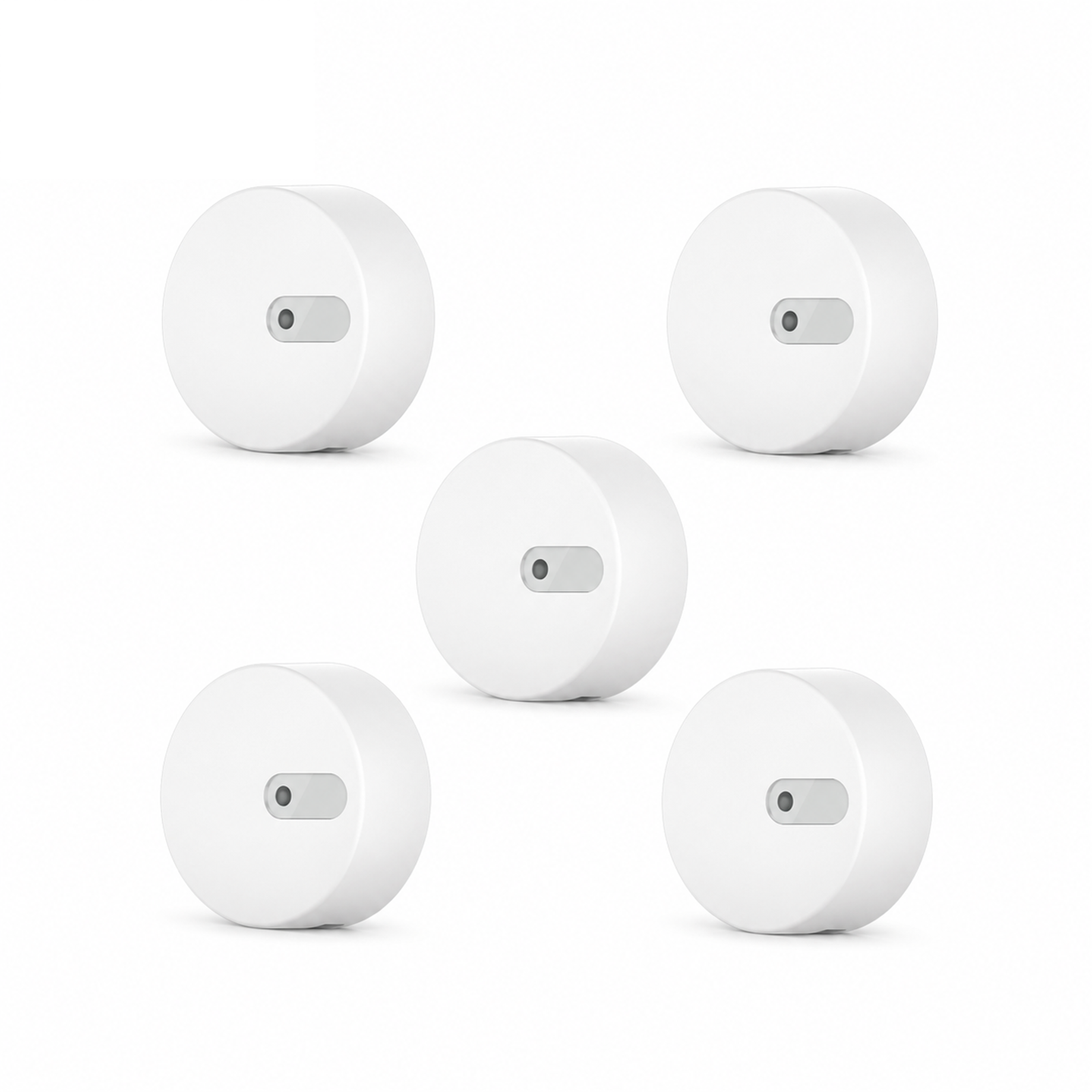 Lot de 5 capteurs de présence radar ZigBee NéoSense Presence Comfort sur fond blanc