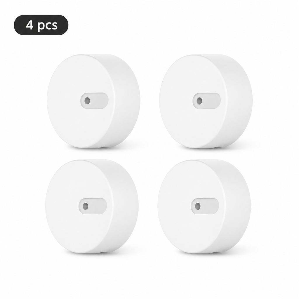 Four-pack studio image of unbranded radar presence sensors
