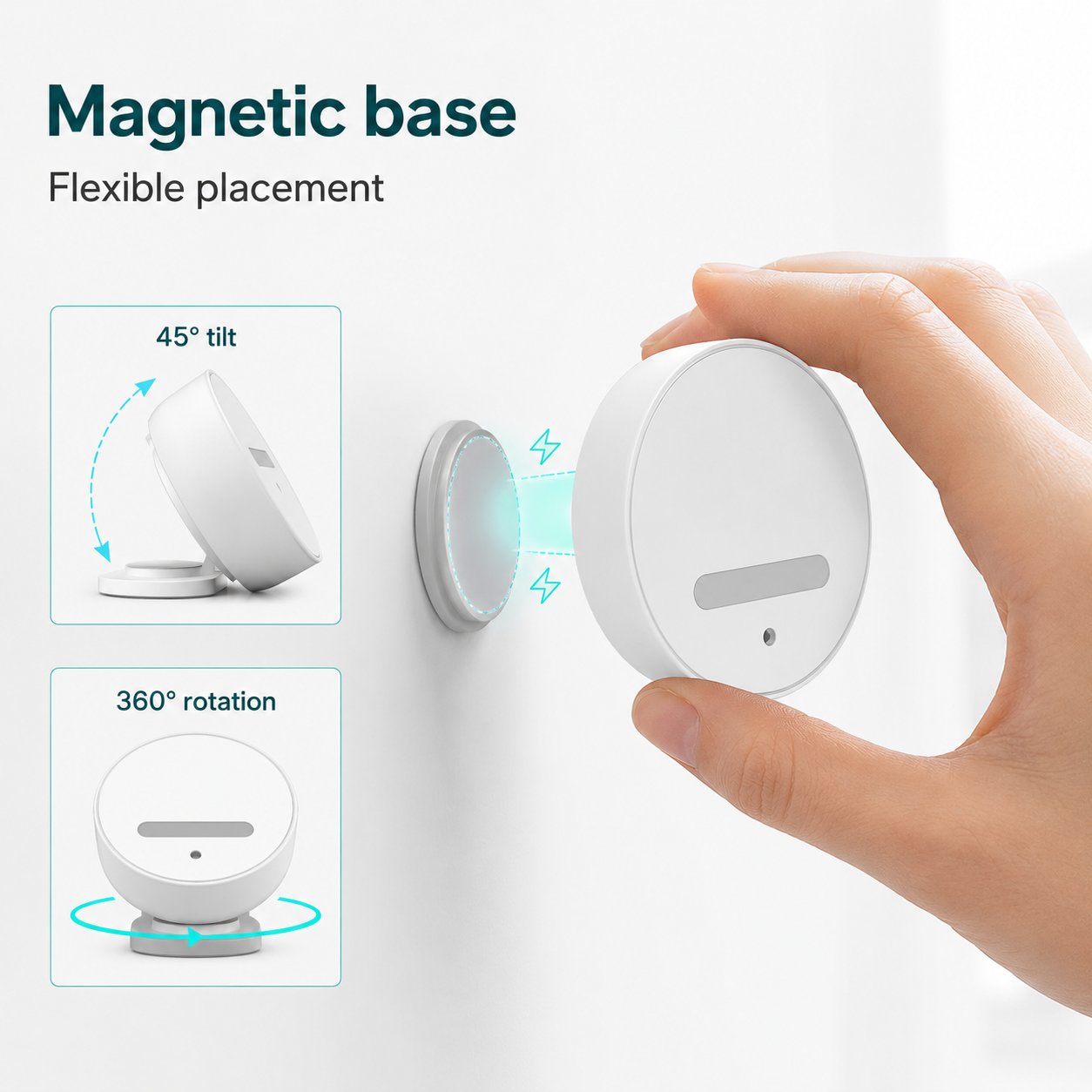 Magnetic base installation and angle adjustment for presence sensor