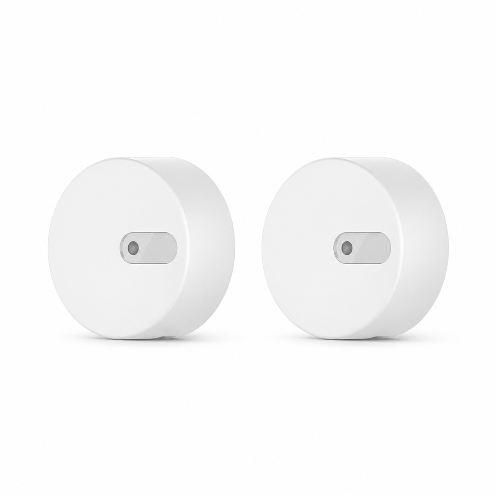 Two-pack studio image of unbranded radar presence sensors