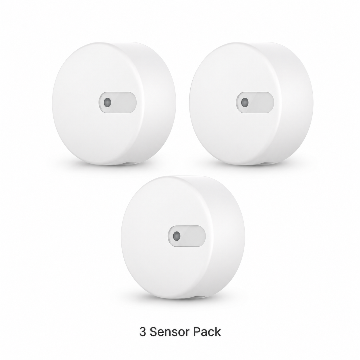 Studio packshot of three radar presence sensors