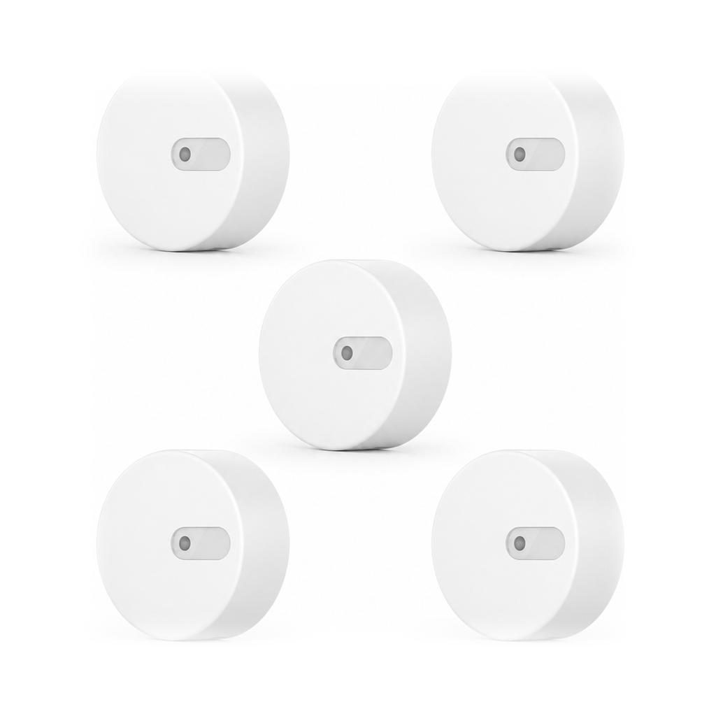 Lot de 5 capteurs présence radar ZigBee Neosense sur fond blanc