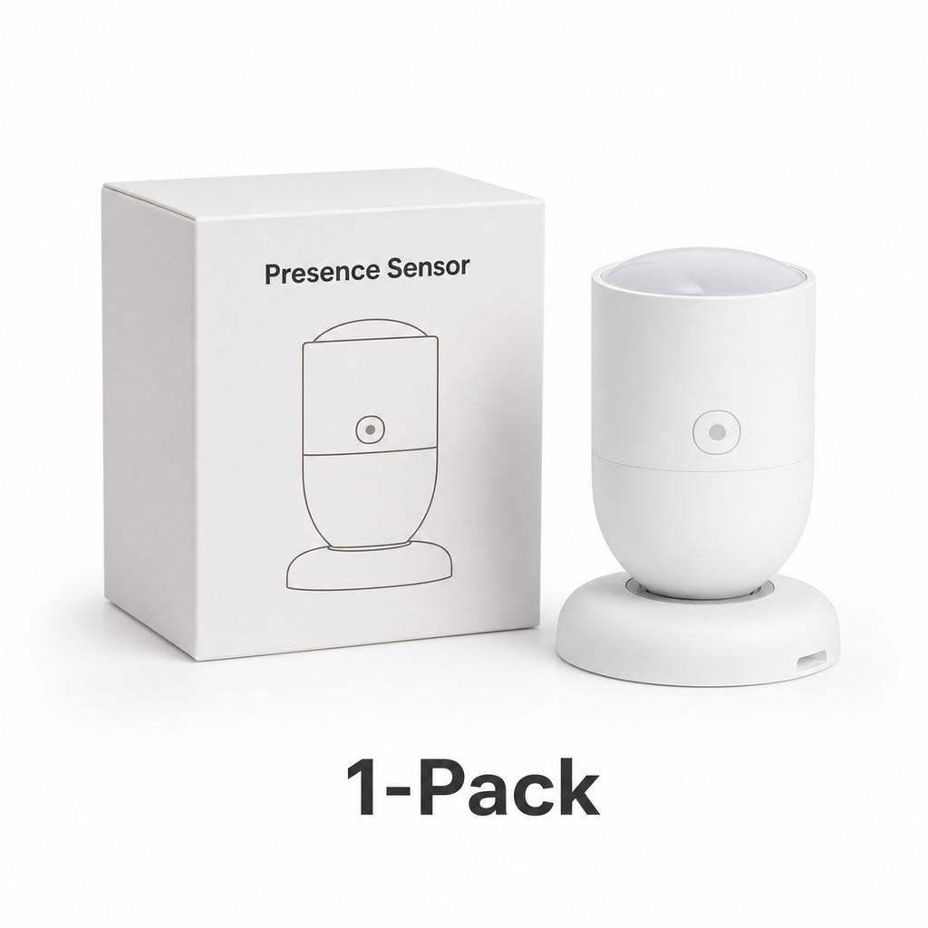 Single white Zigbee radar presence sensor with neutral retail box