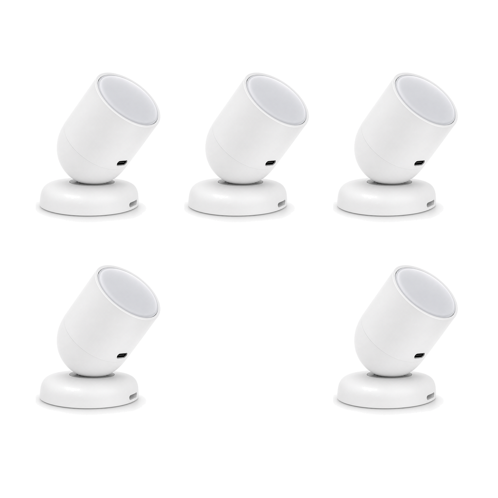 Lot de 5 capteurs radar ZigBee NéoSense Presence Pro sur fond blanc