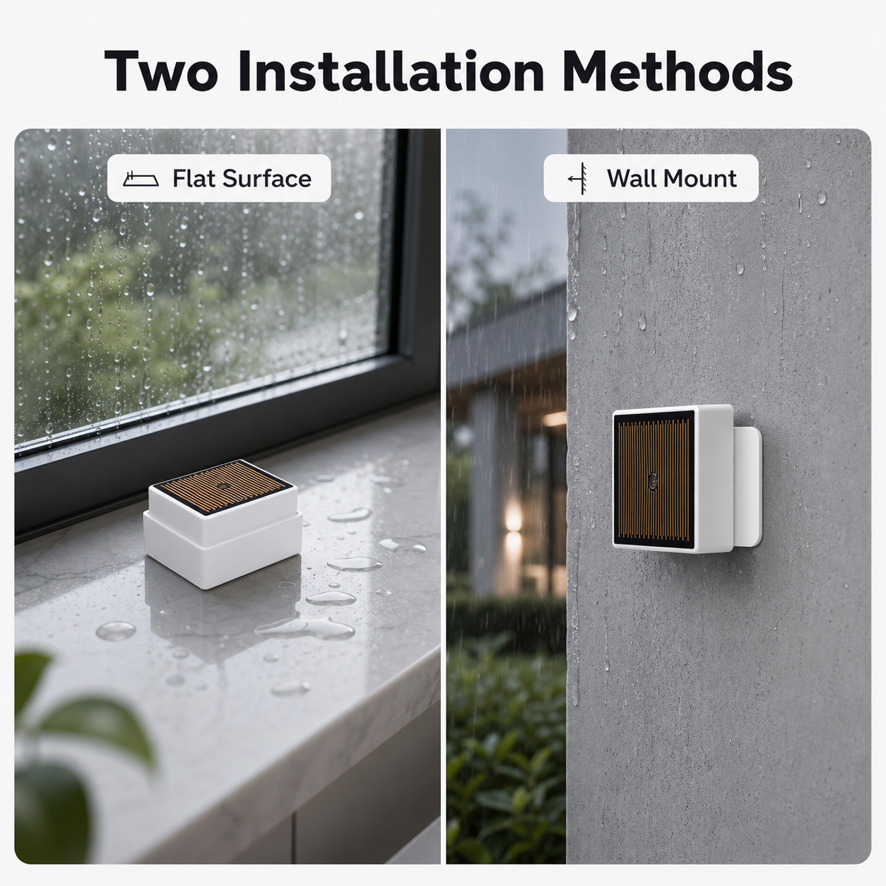 Two installation methods for rain and leak sensor
