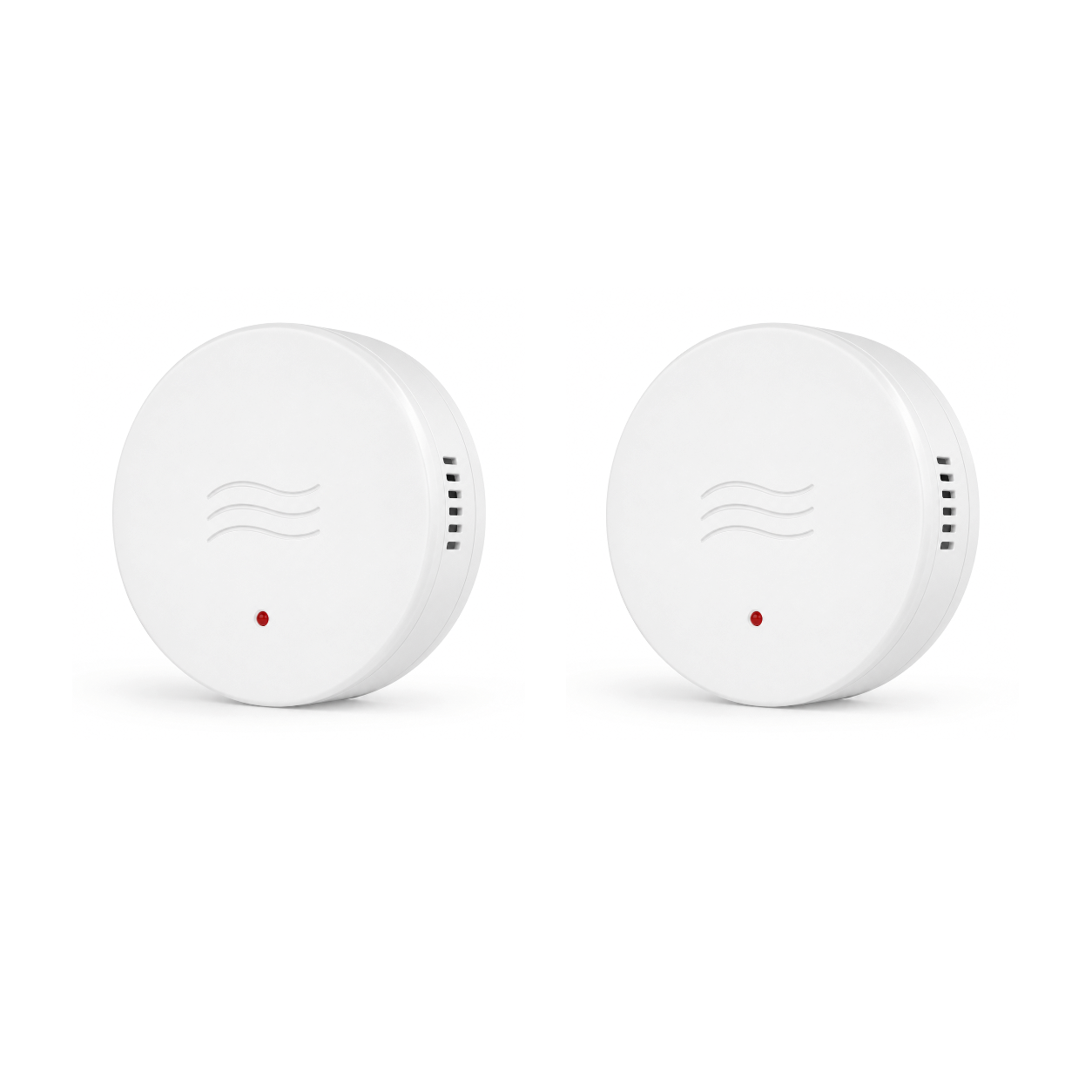 Deux capteurs vibration et inclinaison ZigBee NéoSense Vibration Comfort sur fond blanc