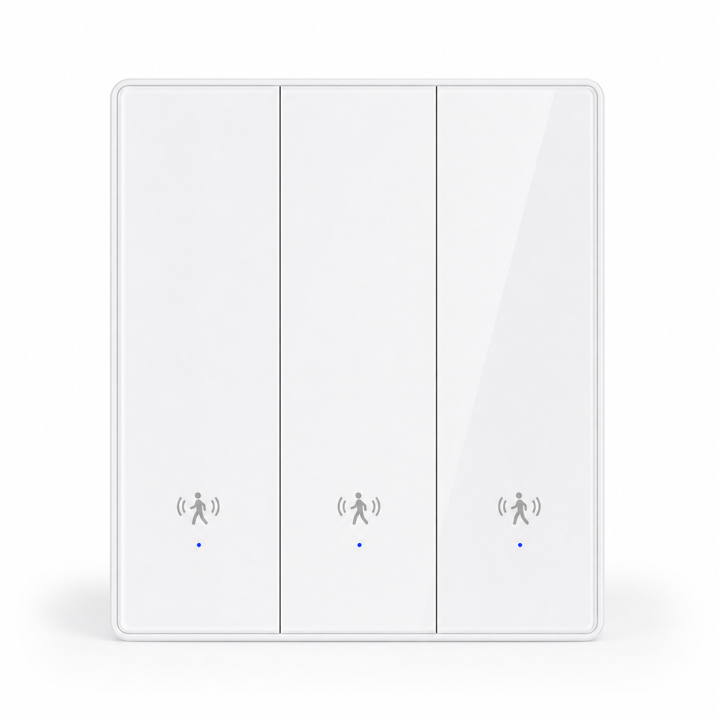 Three gang wall presence radar switch studio packshot