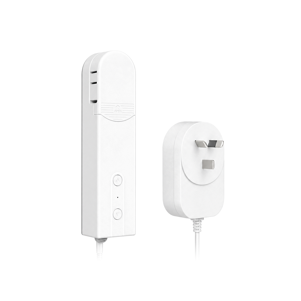 NeoShade Chain WiFi Comfort moteur chaine avec adaptateur AU sur fond blanc