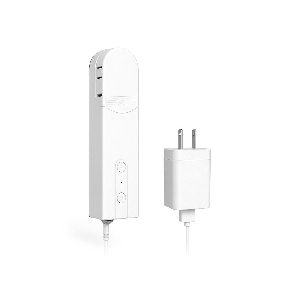 NeoShade Chain WiFi Comfort moteur chaine avec adaptateur US sur fond blanc