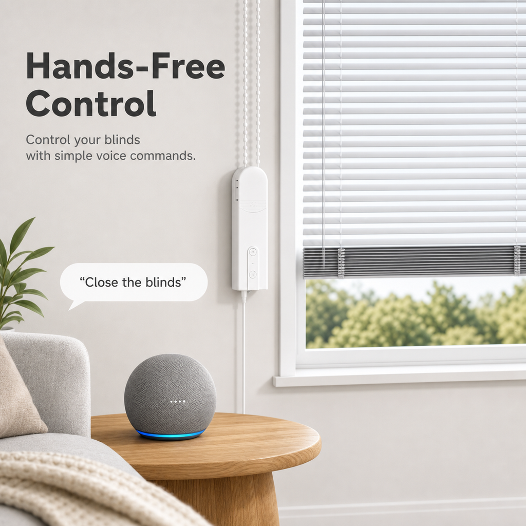 Hands-free voice control scene for motorized window blinds