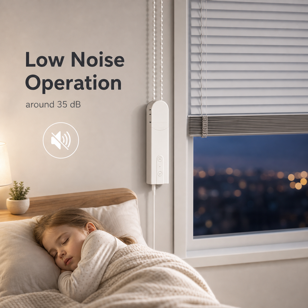 Low noise operation visual for WiFi chain roller blinds motor