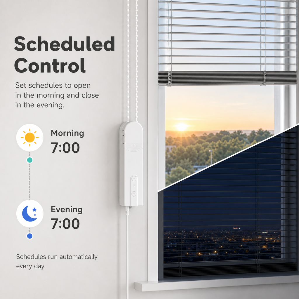 Scheduled control visual for automatic roller blind opening and closing