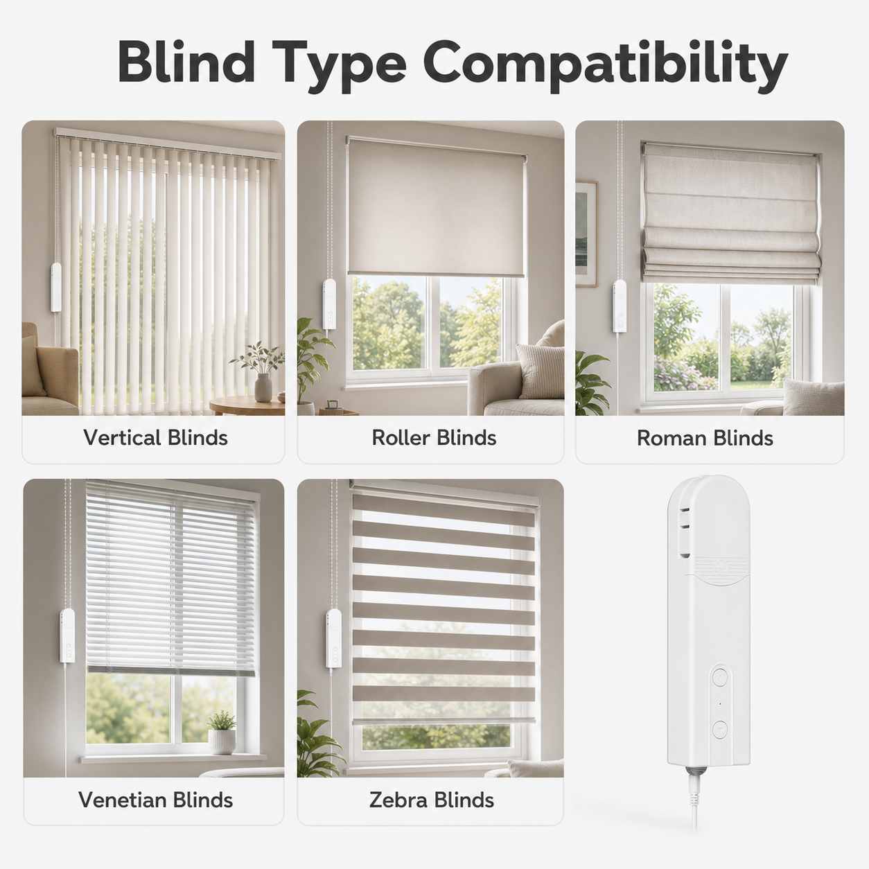 Blind type compatibility overview for chain roller blinds motor