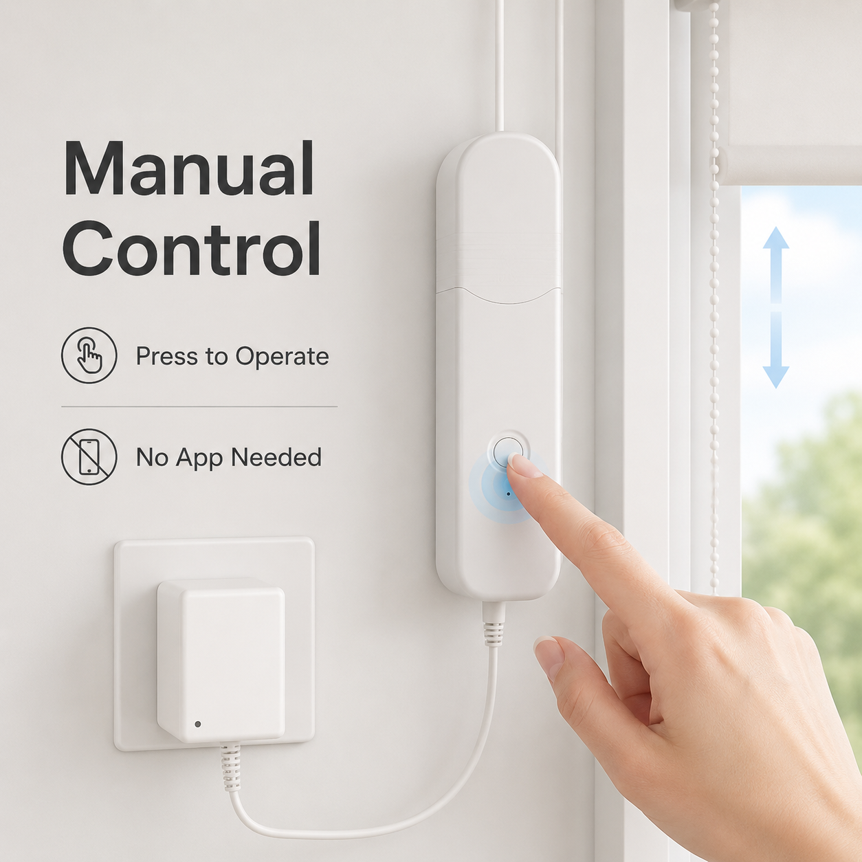 Manual button control image for smart blind motor