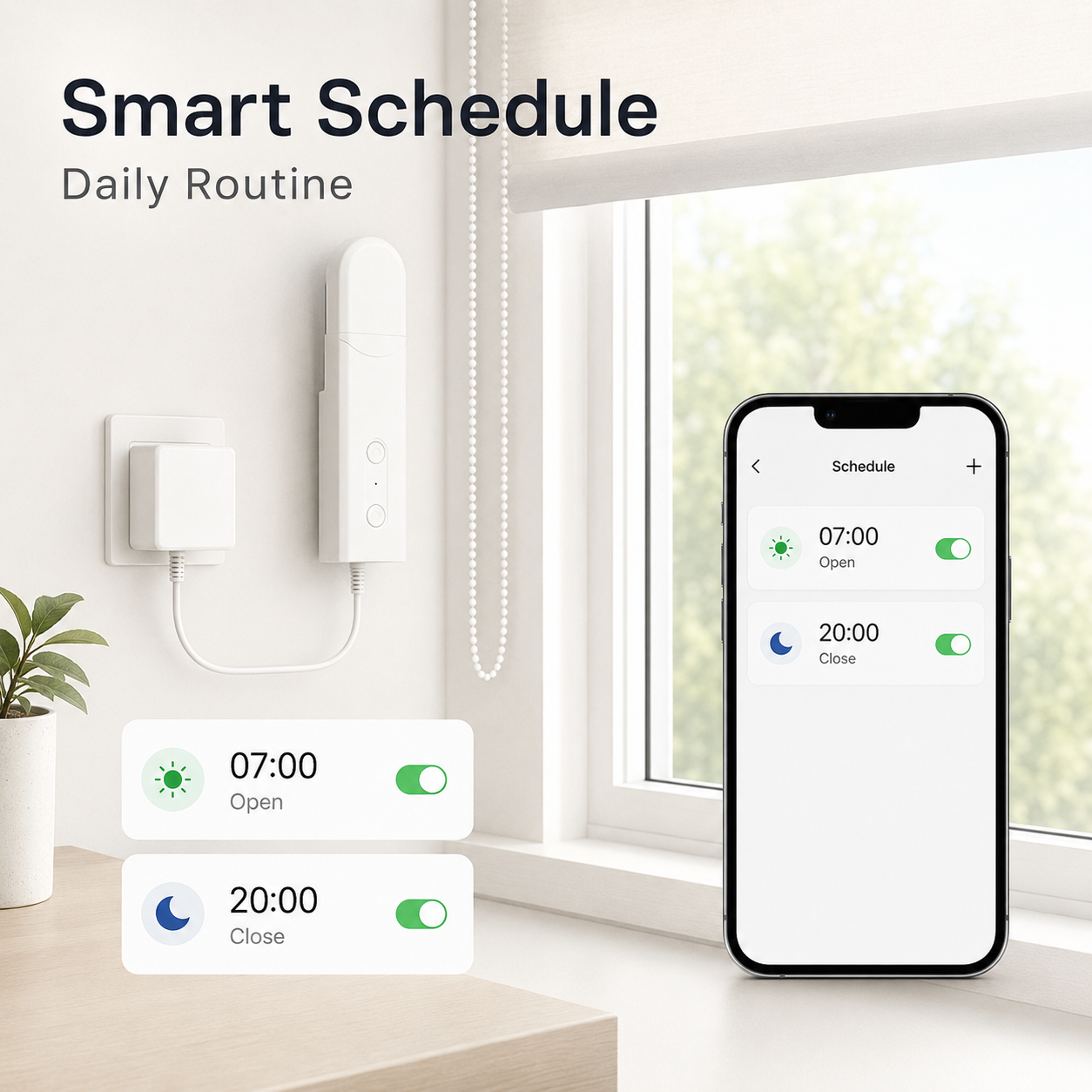 Smart schedule control image for motorized blinds