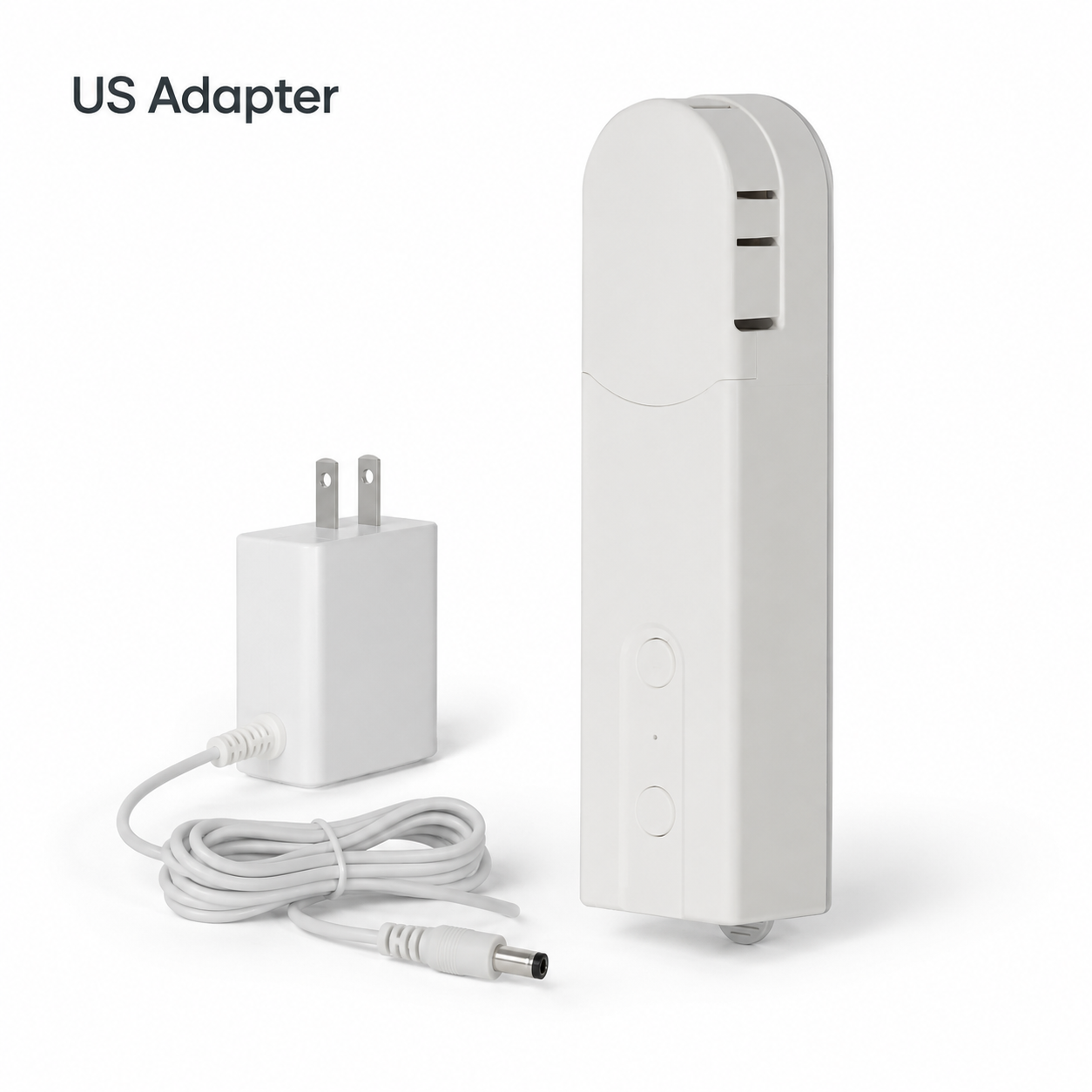 Studio variant image of smart blind motor with US adapter