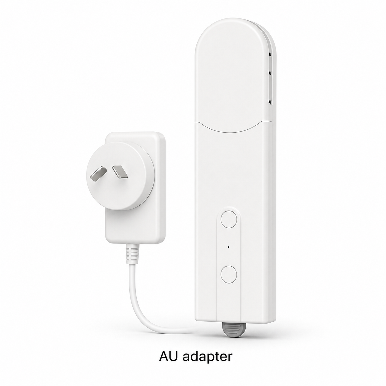 NéoShade smart shade motor variant with AU power adapter on white background