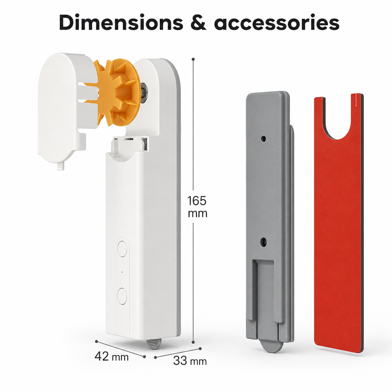 Technical dimensions and accessories for the smart roller blind motor