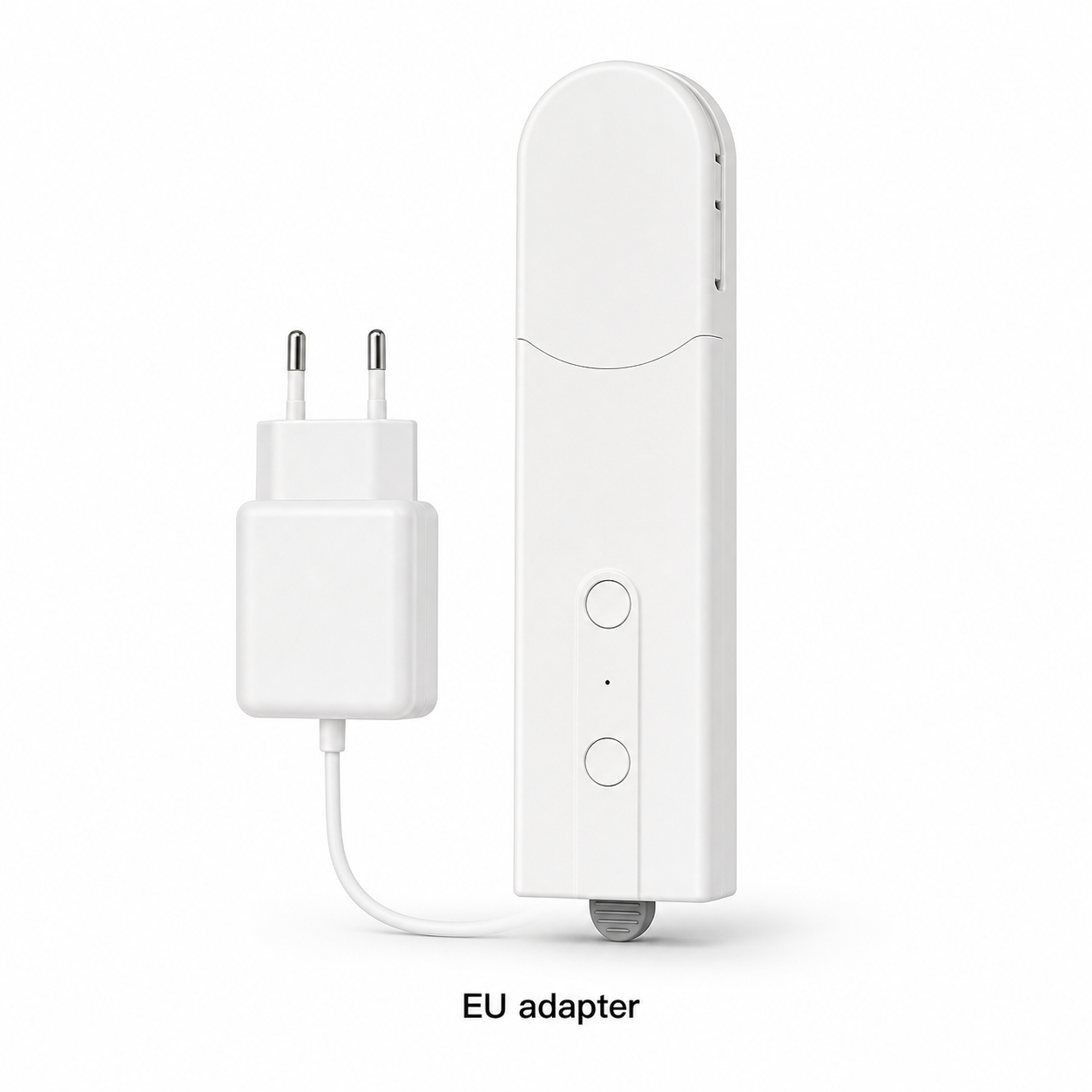 NéoShade smart shade motor variant with EU power adapter on white background