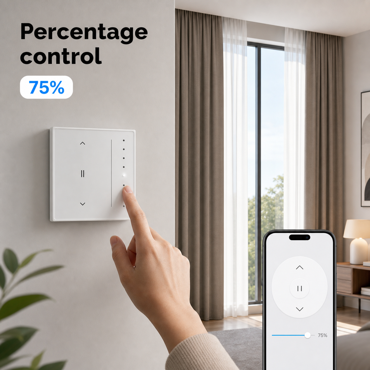 Curtain percentage slider image for smart wall switch