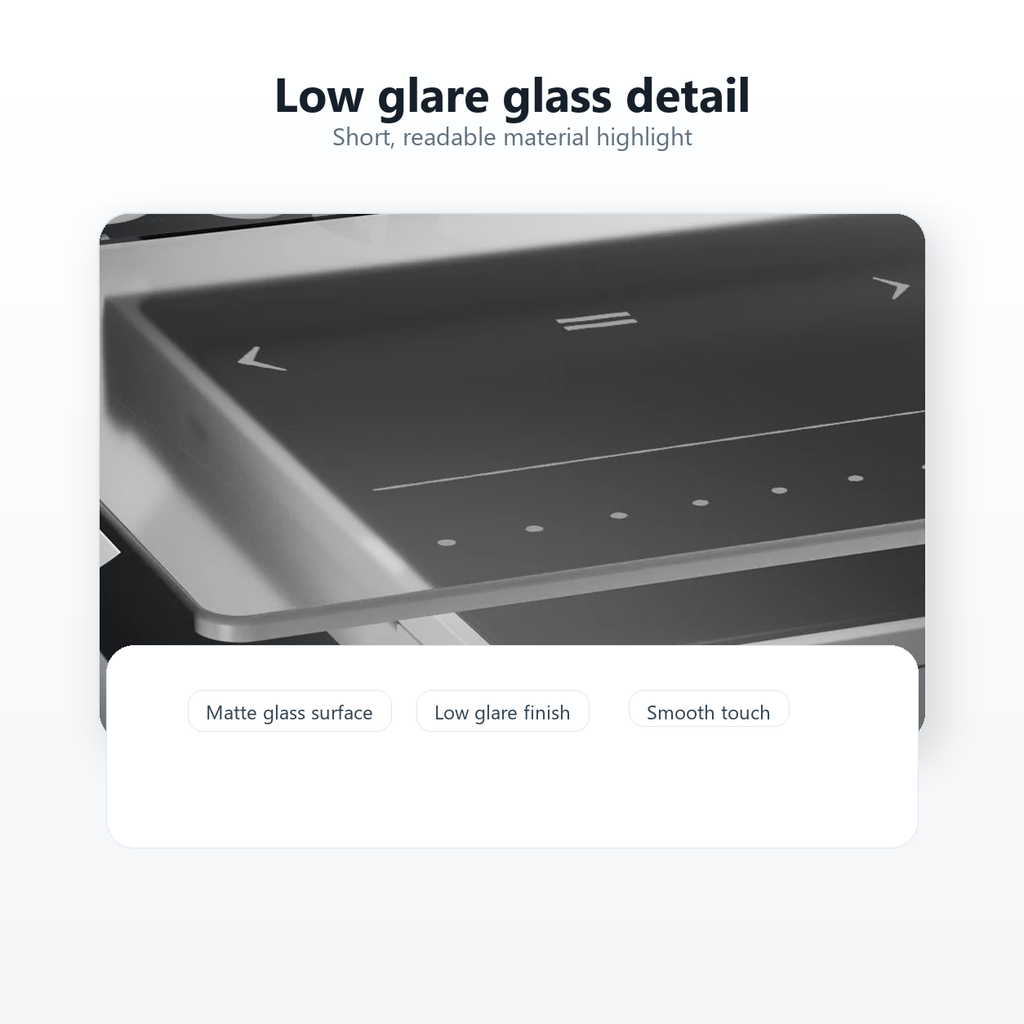 Low glare glass detail for smart curtain switch