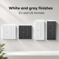 White and gray finish options for curtain touch switch