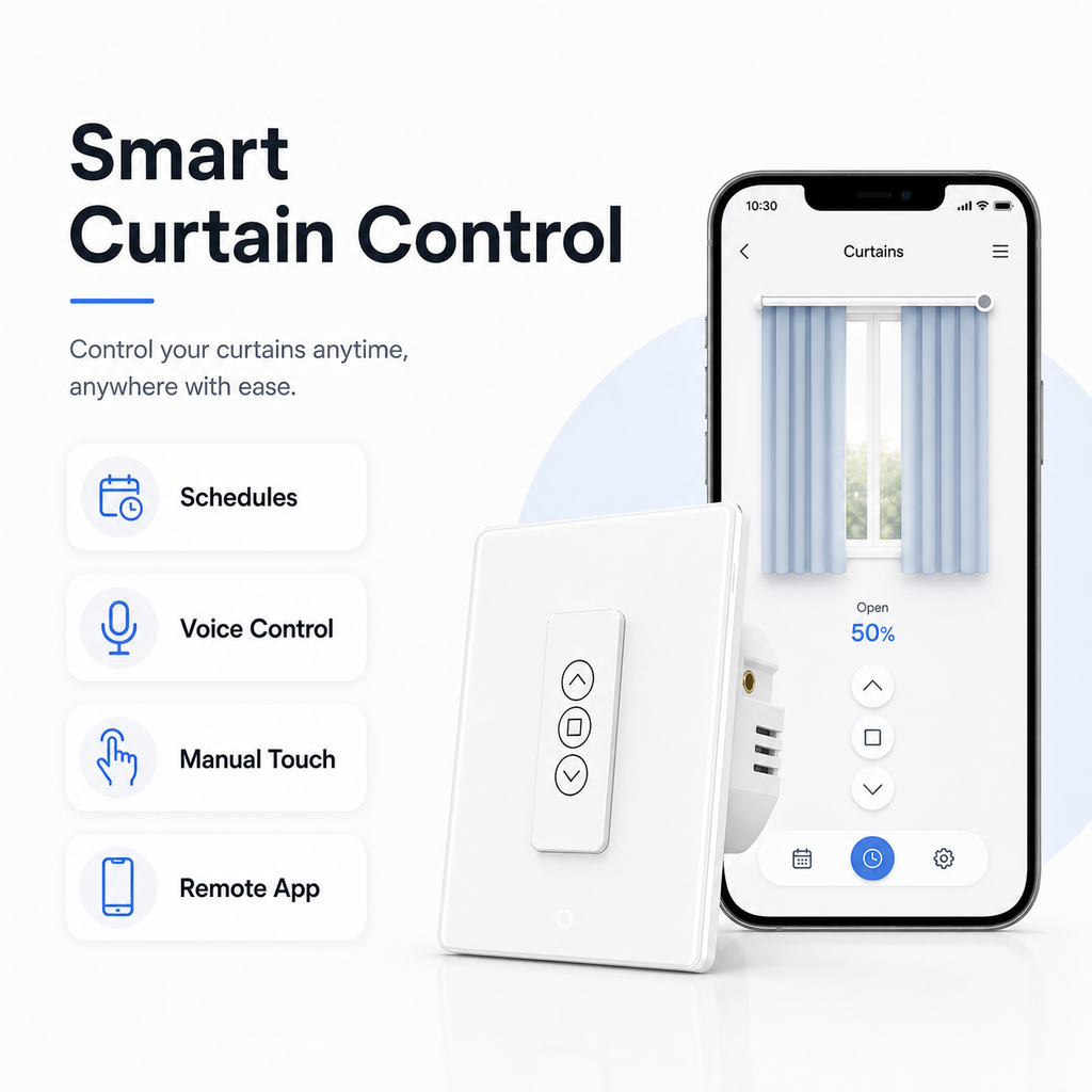 Smart curtain app control visual for NéoShade Glass Comfort