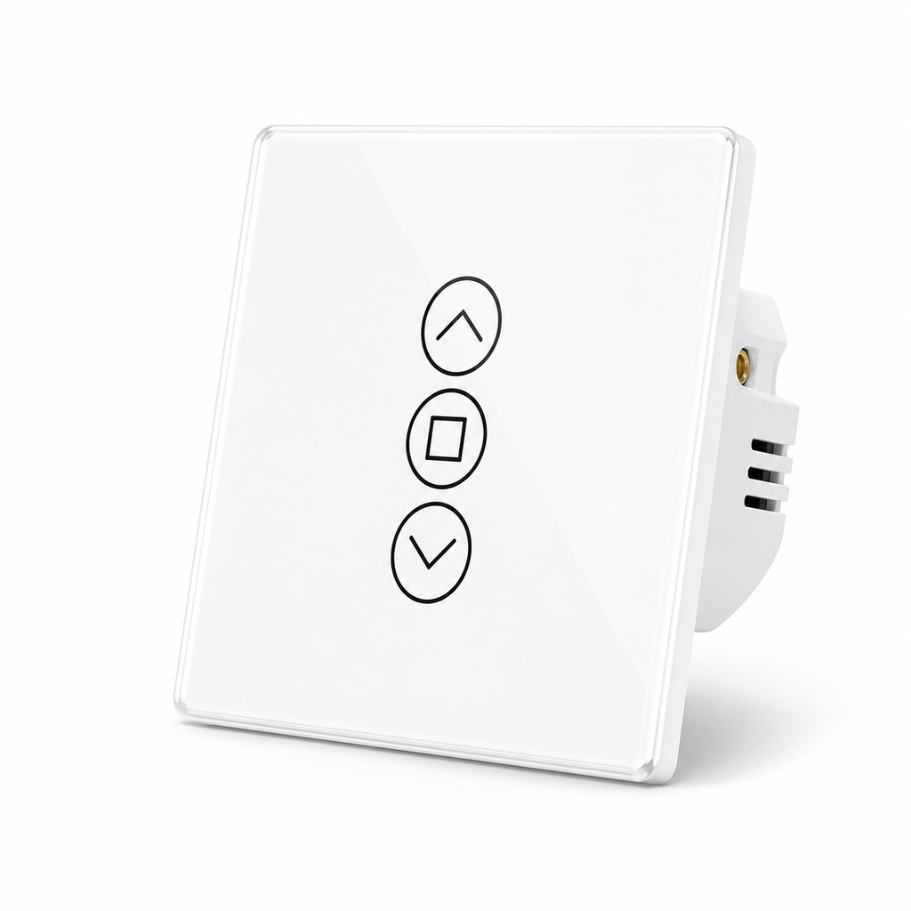 White glass curtain switch angled studio packshot